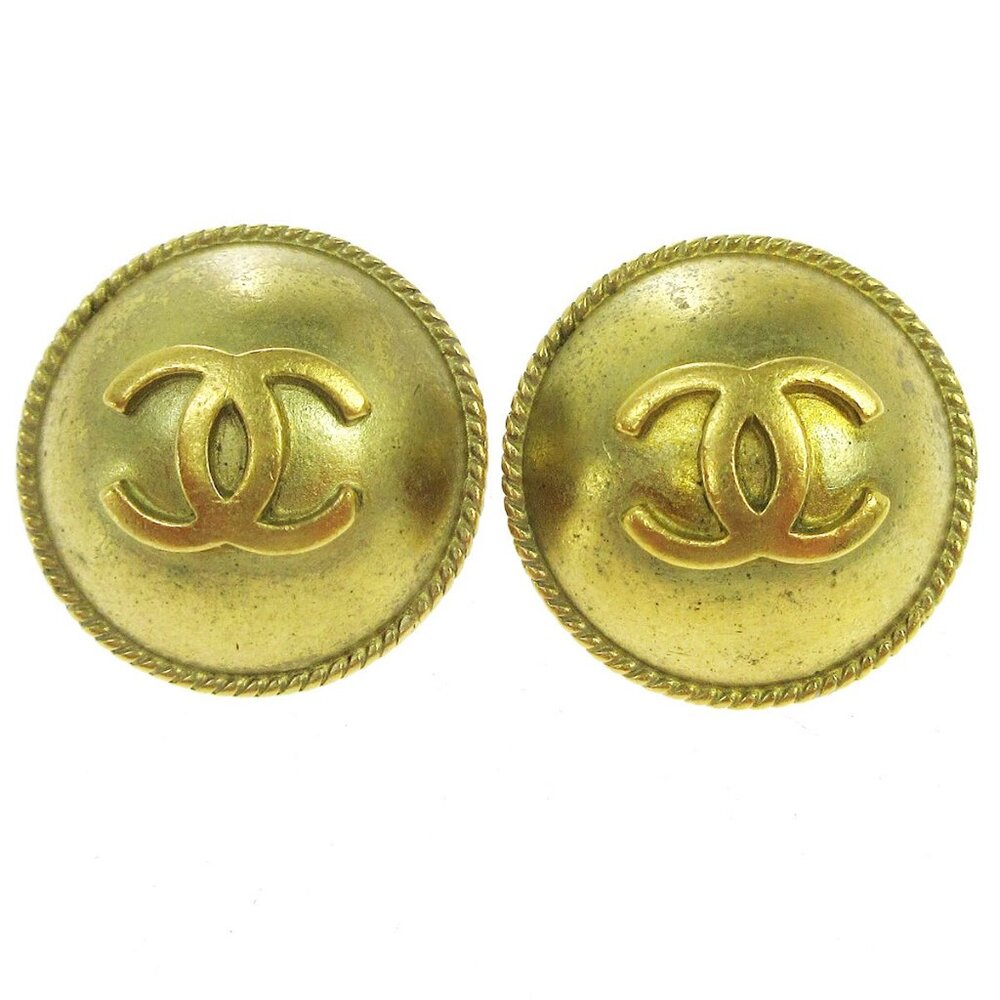 Chanel Button Earrings Clip-On Gold 94A AK38340h - Picture 5 of 8